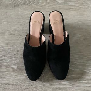 J crew black heeled mules